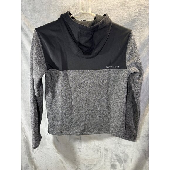 Spyder Sweater Men's Medium Hooded Half-Zip Sweater Black & Gray Polyester - Picture 7 of 16